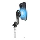 Perche à selfie avec trépied 170 cm avec support magnétique pour téléphone Télécommande Bluetooth amovible Plaque métallique Noire Pour vlogs 4