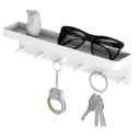 Perchero de pared con estante y 6 ganchos 24,5x7x5,3 cm de acero al carbono para guardar llaves, gafas y objetos pequeños en el vestíbulo 1