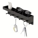 Perchero de pared con estante y 6 ganchos 24,5x7x5,3 cm de acero al carbono para guardar llaves, gafas y objetos pequeños en el vestíbulo 2