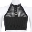 Perforeret crop top til kvinder, sort 2
