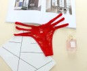 Perizoma da donna in pizzo con tre nastri sui fianchi Parte anteriore in pizzo e parte posteriore liscia senza cuciture Nylon elastico 3