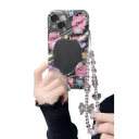 Perlenanhänger für das Handy Rosa klare Perlen Teddybär Schleife Blume Herz Modische Handydesign Dekorativer Anhänger für das Handy 3