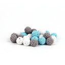 Perles en coton crochetées en forme de boules 16 mm Ensemble de 30 pièces avec trou pour le fil Perles en coton et en bois pour divertir les enfants 3
