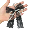 Perlová kľúčenka Živica Mašľa s krajkovou stuhou Elegantný prívesok na kľúče kabelku batoh Romantický doplnok 4