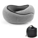Pernă de călătorie gonflabilă în formă de U Suport ergonomic pentru gât melc Pernă respirabilă 360° pentru avion mașină Husă detașabilă 5