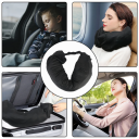 Pernă de gât în formă de U 75x18cm, tetieră de călătorie, cu fermoar, curea din nailon cu cataramă, pernă agățată pentru haine 3