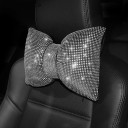 Perna pentru mașină cu fundă și pietricele decorative strălucitoare cca 20 × 25 cm suport pentru cap și talie accesoriu stilat pentru interiorul mașinii 7