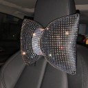 Perna pentru mașină cu fundă și pietricele decorative strălucitoare cca 20 × 25 cm suport pentru cap și talie accesoriu stilat pentru interiorul mașinii 8