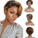 Peruca curta feminina de cabelo verdadeiro N896 1