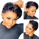 Peruca curta feminina de cabelo verdadeiro N896 2