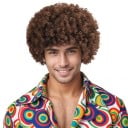 Perucă retro sintetică pentru bărbați, scurtă, cu rolă, cap exploziv, 30 cm, hip-hop, disco, din fibră de înaltă temperatură, costum 3