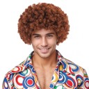 Peruca sintética retro masculina curta com rolo cabeça explosiva 30 cm hip-hop disco fibra de alta temperatura fantasia cosplay 4