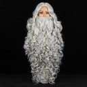 Peruukki ja partasetti, valkoinen tai harmaa pitkä laineikas peruukki paksulla parralla, cosplay-asu, karnevaaliteatterin rekvisiitta 4