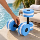 Pesas para aeróbic acuático 27 x 15 cm set de 2 unidades con mango negro y cilindros azul y blanco para aqua fitness y fortalecimiento de brazos 6