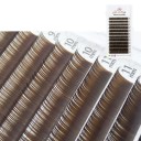 Pestañas individuales artificiales de color C rizado 8–14 mm grosor 0,07 mm Pestañas adhesivas finas para extensión de pestañas 9
