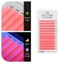 Pestañas individuales de colores UV que brillan en la oscuridad, curvatura C, 8–14 mm, grosor 0,07 mm, pestañas adhesivas neón 1