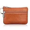 Petit étui de voyage pour documents et cartes avec un anneau pour clés Plus de compartiments zippés Simili cuir avec texture grainée 2