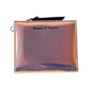 Petit portefeuille holographique pour femmes avec fermeture éclair Surface brillante irisée Bords cousus Anneau métallique sur le côté Cuir PU 11,5 2