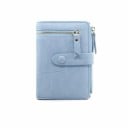 Petit portefeuille pour femme en simili cuir vertical Fermeture avec sangle à bouton-pression Poche avant zippée Zip latéral Dimensions 14 5