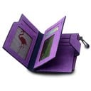 Petit portefeuille pour femmes en simili cuir 12 x 9,8 cm Poche zippée Compartiments pour cartes Fenêtre pour document Fermeture 21