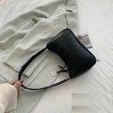 Petit sac à main pour femme en cuir PU Forme arrondie avec une courte anse Fermeture éclair Dimensions 22 x 14 x 8 cm Pour la ville 1