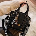 Petit sac à main pour femmes à porter à la main ou sur l'épaule en simili cuir Large bandoulière avec des inscriptions Porte-clés en forme 2