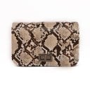 Petit sac à main pour femmes avec motif serpent Sac compact élégant en simili cuir avec rabat et fermeture métallique tournante 18 x 13 x 5 cm 1