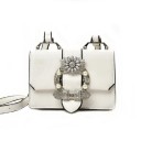 Petit sac à main pour femmes en simili cuir Broche décorative avec pierres et perles Poignée et bandoulière Bordure contrastée 18 x 13 x 8 cm 4