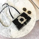 Petit sac à main pour femmes en simili cuir Broche décorative avec pierres et perles Poignée et bandoulière Bordure contrastée 18 x 13 x 8 cm 7