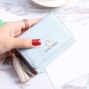Petite portefeuille en cuir pour femme avec pompon M162 5