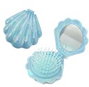 Pettine da viaggio pieghevole con specchio 14 x 7 cm Design perla a conchiglia Pettine massaggiante con denti rotondi Pettine compatto da donna 5