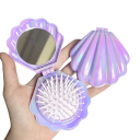 Pettine da viaggio pieghevole con specchio 14 x 7 cm Design perla a conchiglia Pettine massaggiante con denti rotondi Pettine compatto da donna 1