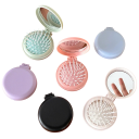Pettine pieghevole con specchio 6,5 x 7,5 cm Pettine massaggiante portatile per districare i capelli Pettine compatto da viaggio 3