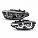 Phares avant LED pour BMW série 3 F30 avec feux de jour Angel Eyes, 2 pièces, full LED, noirs, pour véhicules avec xénon d'origine 2012–2019 1
