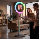 Photobooth portatile per iPad Q1 con luce RGB circolare Supporti per iPad da 10,2 a 13" Scatto Bluetooth e telecomando Grigio Per matrimoni e feste 6