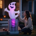 Φουσκωτή διακόσμηση Χα Halloween Φάντασμα σε τάφο με LED φωτισμό Ύψος 1,5 μ EU βύσμα Λευκό και γκρι Για τον κήπο και το σπίτι 3
