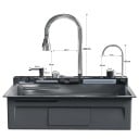 Pia de cozinha em inox 75 x 45 cm com efeito de cascata, bica extraível, 3 tipos de jato, lava-louças e dispensador de detergente preto 5