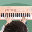Piano électronique coloré pour enfants 41 x 15 cm avec 37 touches, microphone, câble USB et fonctions de jeu 3