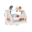 Piano in legno a due piani con gelato Giocattolo Montessori per bambini Supporto con bicchieri 6 gusti di ghiaccioli e cucchiaio Accessorio da cucina per giocare 6