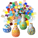 Piastrelle in vetro mosaico 10 x 10 x 4 mm 50 pz Blu lucido Grani di cristallo quadrati Materiale per artigianato Pezzi di vetro scintillanti Decorazione 1