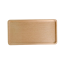 Piatto da dessert con angoli arrotondati 25 x 13 cm in legno massello marrone chiaro vassoio rettangolare per servire dessert e stuzzichini 1