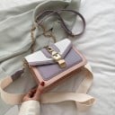Piccola borsa a tracolla da donna con patta Fibba dorata con catena Tracolla con catena e tracolla larga in tessuto Pelle PU 20 x 15 x 7 cm Per 6