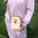 Piccola borsa a tracolla da donna con zip Tasca frontale con bottone a pressione Cinturino removibile in PU e poliestere Dimensioni 14 x 7