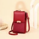 Piccola borsa a tracolla da donna in PU pelle Tasca frontale con risvolto e fibbia metallica Zip nella parte superiore Tracolla sottile 4
