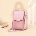 Piccola borsa a tracolla da donna in PU pelle Tasca frontale con risvolto e fibbia metallica Zip nella parte superiore Tracolla sottile 5