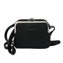 Piccola borsa da donna a spalla con chiusura in metallo e chiusura a palline. Pelle sintetica. Lungo e sottile cinturino. Dimensioni 20 x 2