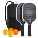 Pickleball készlet ütőkkel és labdákkal, táskával 40 x 20 x 1,4 cm Könnyű ütők grafit karbonból Fekete fehér mintával Benti és kültéri játékhoz 5