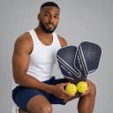 Pickleball Paddle Set with Balls and Shoulder Bag 40 x 20 x 1.4 cm Graphite Carbon Fibre Dark with Yellow Stripe Lightweight Rackets 4