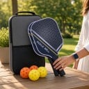 Pickleball sæt med ketsjere og bolde i taske 40 x 20 x 1,4 cm Grafit karbonfiber Mørk med gul stribe Til børn og voksne 2