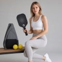 Pickleball-sarja 2 mailaa ja 2 palloa olkalaukussa 40 x 20 x 1,4 cm Grafiittikuitu Musta valkoisella kuviolla Lapsille ja aikuisille 5